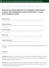 Prevalence and Predictors of Metabolic Syndrome in Women with Polycystic Ovarian Syndrome: A Study from Southern India