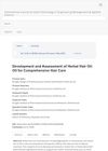 Development and Assessment of Herbal Hair Oil: Oil for Comprehensive Hair Care