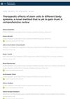 Therapeutic Effects of Stem Cells in Different Body Systems: A Comprehensive Review