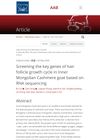 Screening the Key Genes of Hair Follicle Growth Cycle in Inner Mongolian Cashmere Goat Based on RNA Sequencing