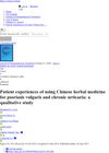 Patient Experiences of Using Chinese Herbal Medicine for Psoriasis Vulgaris and Chronic Urticaria: A Qualitative Study
