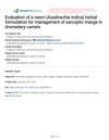 Evaluation of a Neem (Azadirachta Indica) Herbal Formulation for Management of Sarcoptic Mange in Dromedary Camels
