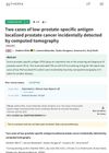 Two Cases of Low Prostate-Specific Antigen Localized Prostate Cancer Incidentally Detected by Computed Tomography