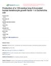 Production of a 135-Residue Long N-Truncated Human Keratinocyte Growth Factor 1 in Escherichia Coli