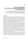 In Vitro Culture Methods of Skin Cells for Optimal Skin Reconstruction by Tissue Engineering