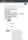 Pin the Macho on the Man: Mediations of Gay Male Masculinity in The Body Politic, 1971-1987