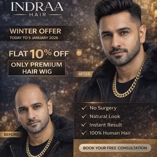 Premium Hair. Natural Finish. Instant Confidence.
✨ FLAT 10% OFF on Premium Hair Wigs
📅 Valid Till 