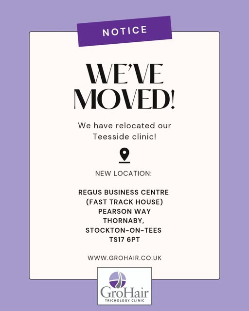 New clinic location for Teesside!

#grohairtrichology #Thornaby #teessideclinic #trichologyteesside 