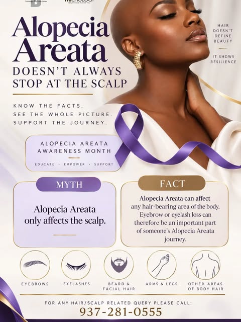 💜 Alopecia Areata doesn’t always stop at the scalp  and neither should our awareness.

Alopecia Are