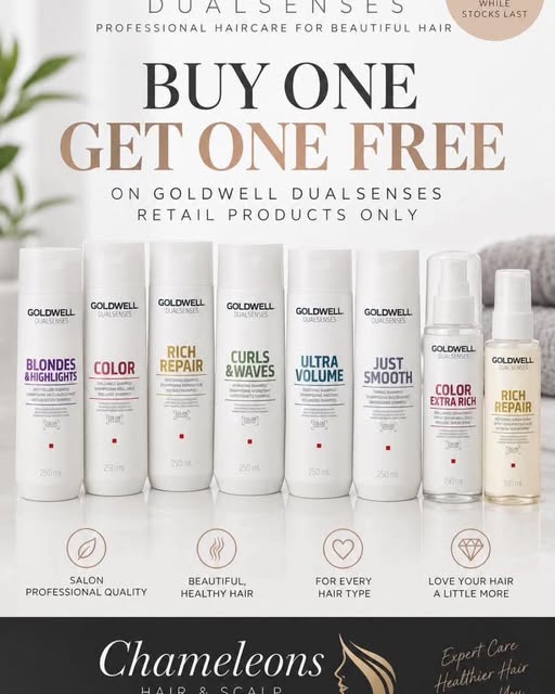 🚨 BUY ONE, GET ONE FREE! 🚨

Stock up on your Goldwell Dualsenses favourites! 💇‍♀️🫧

We have a li