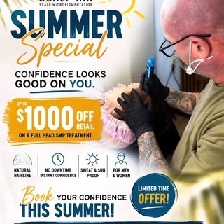 Summer special. Over $1000 off full head SMP . Message for a free consultation. 813-625-6062 #smptam