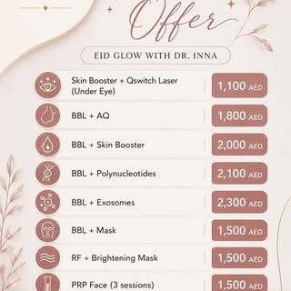 ✨Eid Glow with Dr. Inna✨

Glow brighter this Eid with our exclusive offers ❤️

book now📞