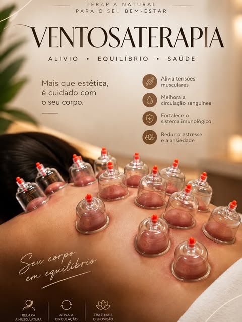 Deixe os ventos da terapia levarem suas tensões embora! A ventosaterapia não só alivia dores como ta