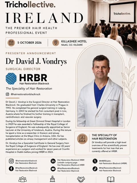 We’re delighted to welcome Dr David J. Vondrys, Surgical Director at Hair Restoration Blackrock (HRB