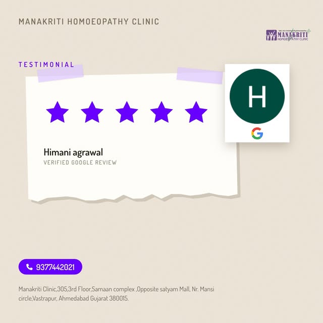 Himani Agrawal from Ahmedabad raves about her exceptional health consultation experience at Manakrit