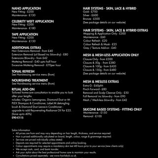 EXTENSIONS AND HAIR LOSS 2026 SERVICE MENU