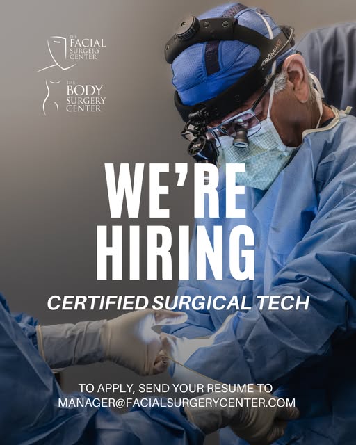 WE'RE HIRING! 

We currently have an opening for a Certified Surgical Technician at the Body and Fac