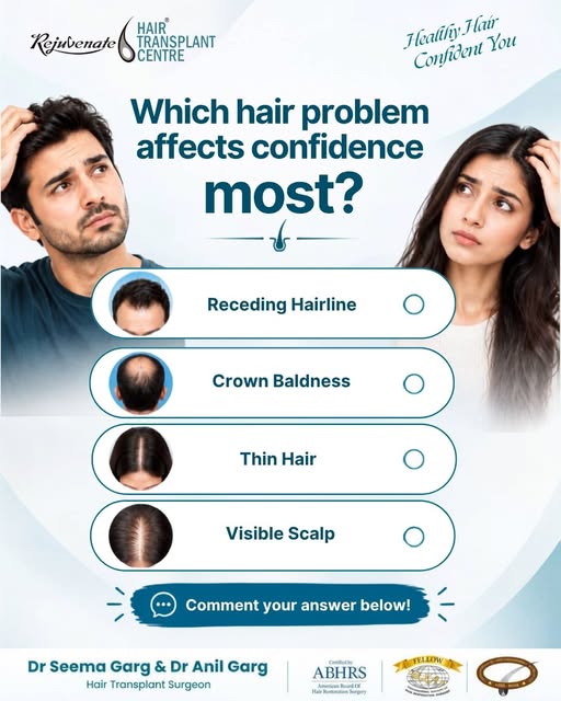 Which Hair Problem Affects Your Confidence Most? 🤔
Hair loss can affect everyone differently.
For s