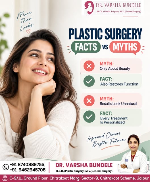 ✨ PLASTIC SURGERY: FACTS vs MYTHS✨

 Plastic surgery isn’t just about beauty—it can also help **rest