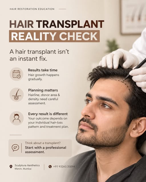 Hair transplant reality check: it’s a process, not an instant fix.

A natural-looking result depends