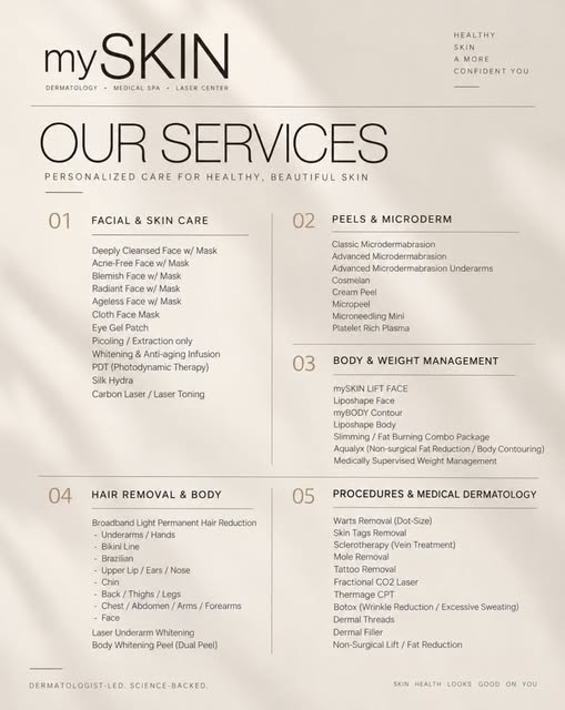 Your skin deserves the right kind of care. 🤍

From facials and skin treatments to body contouring, 