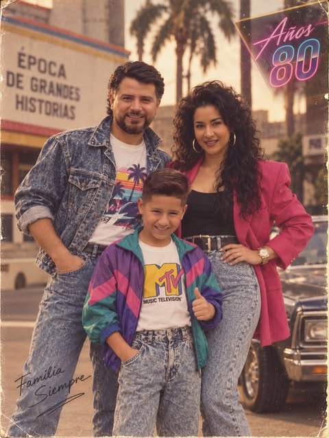 Volvimos a los 80… pero esta vez, los tres juntos. 🩷🕺🏻📼
Entre denim, colores, MTV y mucha nostal