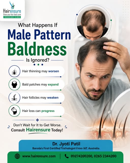 👨‍🦱Male Pattern Baldness Doesn’t Happen Overnight.
Hair loss can gradually progress from thinning 