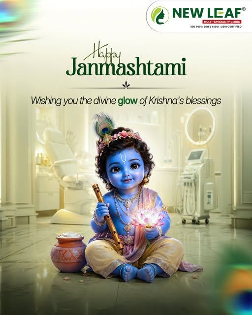 May Little Krishna's divine glow bless you with health, happiness, and radiant skin this Janmashtami