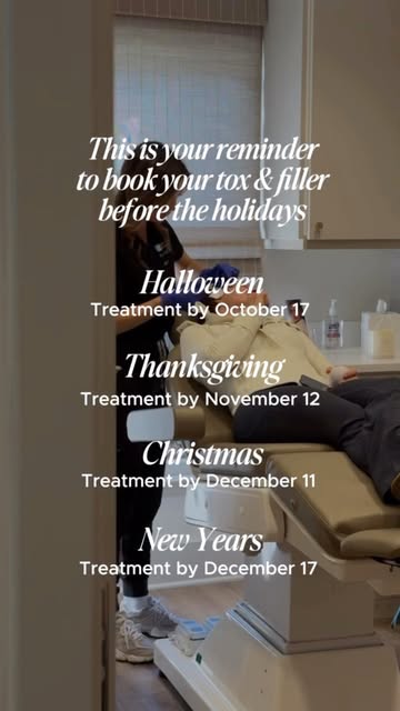 Your cheat sheet for getting holiday ready 💉✨ Plan ahead and book your treatments today -  link in 