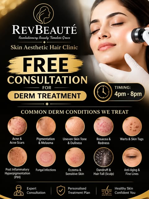 ✨ FREE DERMATOLOGY CONSULTATION ✨

Concerned about acne, pigmentation, melasma, acne scars, uneven s