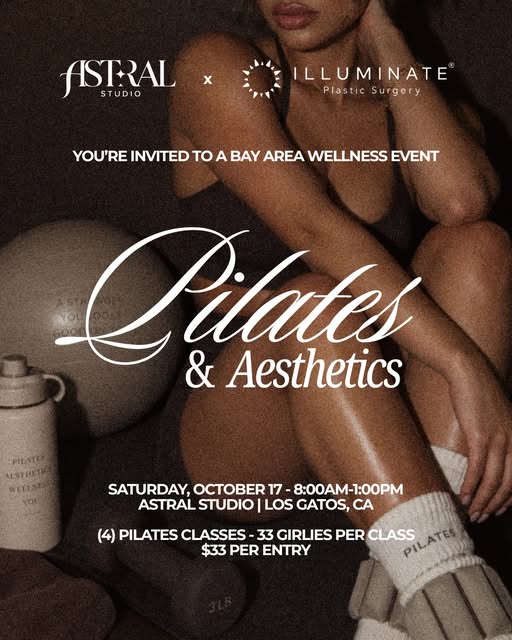 Astral Studio × Illuminate Skin 🤎

🗓️Saturday, October 17th
📍 Astral Pilates Studio Los Gatos

Co