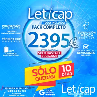 🚨 ¡ÚLTIMOS 10 DÍAS! Tu injerto capilar al mejor precio por tiempo limitado. 🚨

El 31 de agosto fin
