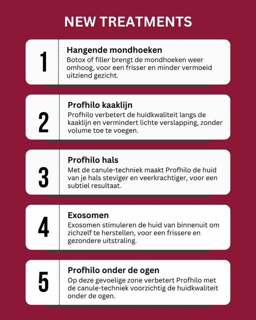 Vijf nieuwe behandelingen toegevoegd aan ons aanbod. Check ze online en ontdek wat erbij is gekomen.
