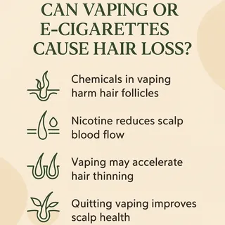 🚭 Wondering if vaping or e-cigarettes can cause hair loss? The chemicals and nicotine in vaping may