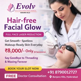 Say goodbye to monthly threading & waxing! 😫
Get 8 sessions of Full Face Laser Reduction at just ₹8