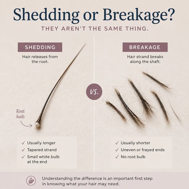 Hair in your brush does not always mean the same thing.

Sometimes it is shedding — hair releasing f