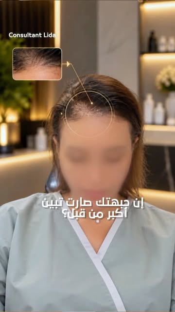 ⁨	هل لاحظتِ فجأة إن جبهتك صارت تبين أكبر من قبل؟ 👀

هذا غالبًا أول علامة على ترقّق الشعر... يبدأ به