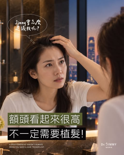 你有想過...🤔為什麼同樣都是高額頭，有人適合植髮，有人卻不一定需要嗎？
Dr. Jimmy來解答！因為👉
「額頭看起來高」，背後可能是完全不同的原因：
 ​ 
① 天生髮際線較高
從小額頭比例就