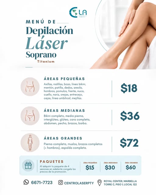 ✨ Conoce nuestro Menú de Depilación Láser con Soprano Titanium diseñado para adaptarse a tus necesid