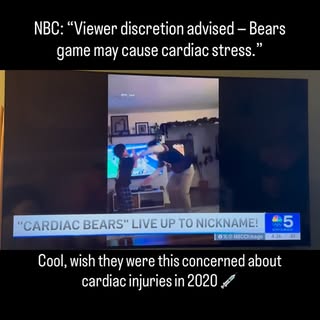 NBC: “Viewer discretion advised — Bears game may cause cardiac stress.”
Cool, wish they were this co