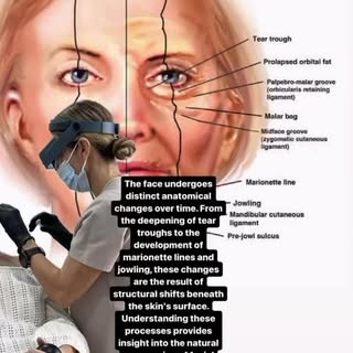 The face undergoes distinct anatomical changes over time. From the deepening of tear troughs to the 