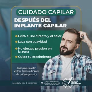 Los cuidados de hoy contribuyen a los resultados de mañana. ✅ 

Después de un implante capilar, segu
