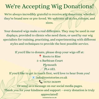 ✨ We Welcome Wig Donations ✨

Whether your wig is new or pre-loved, your donation can make a real di