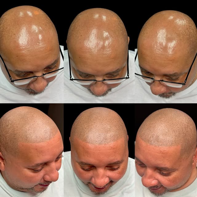 The difference between being bald and looking bald with scalp micro pigmentation ! Fast affordable h