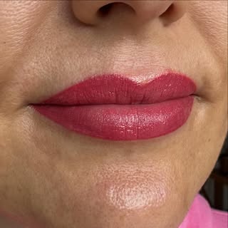 Camouflaging old multi coloured lips that have been over lined, some of the old colours contained a 