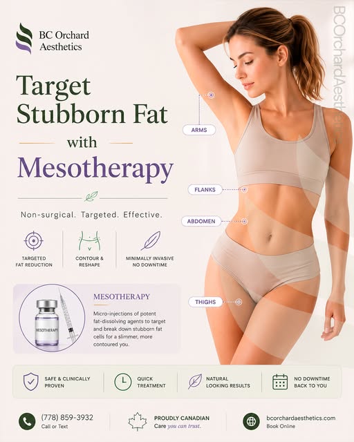 Fat-dissolving mesotherapy uses targeted micro-injections to break down small, stubborn pockets of f