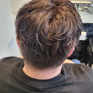 Before and After Mens Non-surgical hair replacement systems.