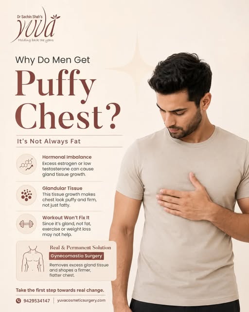 Think your puffy chest is just stubborn fat? Think again.

A puffy chest in men is not always caused