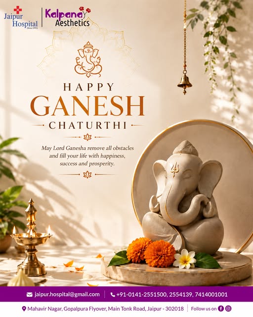 🙏✨ Happy Ganesh Chaturthi from Kalpana Aesthetics & Jaipur Hospital! ✨🙏

May Lord Ganesha remove e