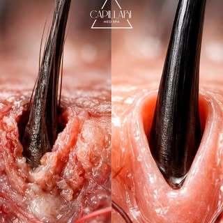 The difference between an inflamed follicle and a healthy one is closer than it looks. 

Inflammatio